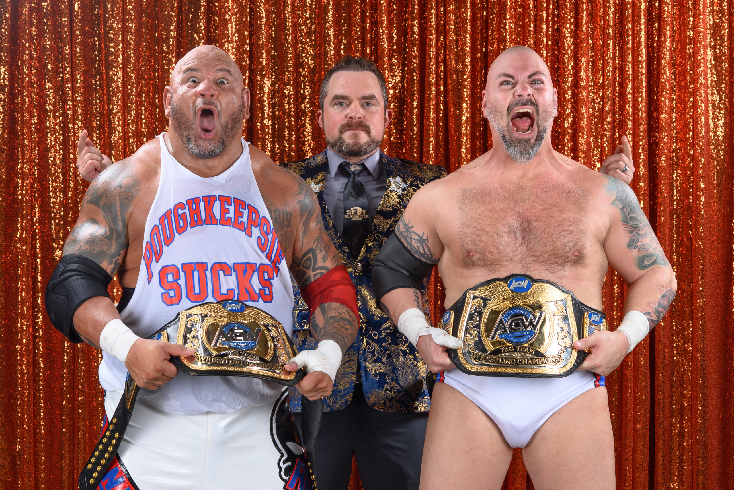 At ACW Aftershock, Sent 2 Slaughter became the first-ever ACW Tag Team Champions in a controversial win aided by Joel Gertner, who shockingly betrayed The NOW.