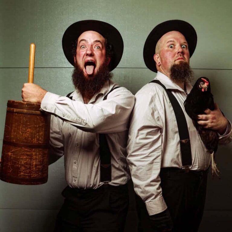 Amish Country, aka Hezekiah & Jebediah Hoskins with their prized chicken Betsey, are an Amish Pro Wrestling tag team from Lancaster, PA